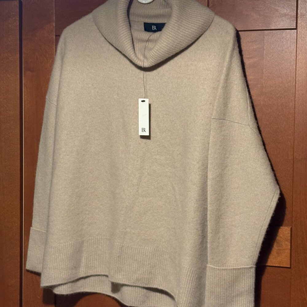 Banana Republic Sz L Luxurious Cashmere Pullover Turtlenec Tan Sweater $260 NWT - Picture 6 of 9